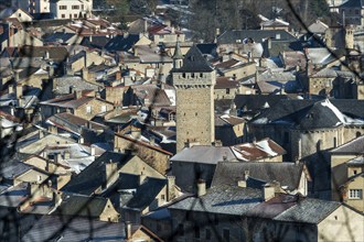 Malzieu-ville labelled Les Plus Beaux Villages de France, The belfry (tour de l'horloge) .