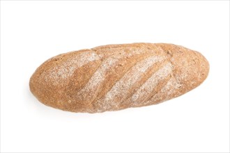 Fresh homemade bread with flour isolated on white background. top view, close up, flat lay