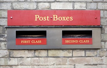 Post boxes for posting first and second class mail, UK