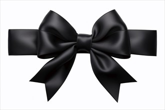 Black silk ribbon on white background. KI generiert, generiert, AI generated