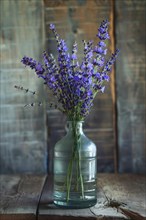 Lavender flowers (Lavendula) in a vase in a rustic, rural ambience, AI generated, AI generated, AI