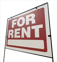 Left facing for rent real estate yard sign isolated on a white background