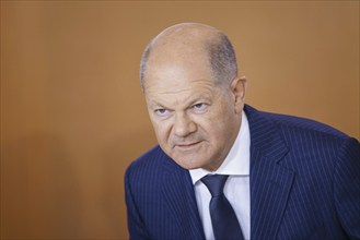 Olaf Scholz (SPD), Federal Chancellor, pictured at the start of a cabinet meeting in the Federal