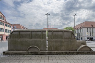 The concrete bus in Erlangen commemorates the Nazi murders during the Nazi era, temporary memorial