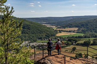 Christinenley, view into the Rur valley, landscape along the red sandstone route, in the Rureifel,