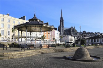 Town centre historic buildings and cathedral, Cobh, County Cork, Ireland, Irish Republic, Europe