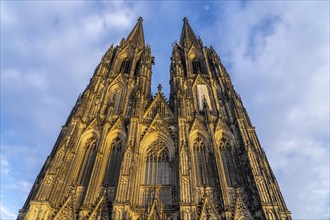 Cologne Cathedral, view of the west façade, on the north tower one of the rare occasions almost