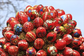 Detail of an Easter fountain in Franconian Switzerland, Bamberg district, Upper Franconia, Germany,