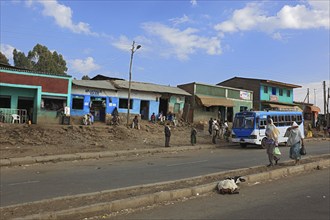 In the highlands of Abyssinia, village in the Semien Mountains, Semien Mountains, street scene,