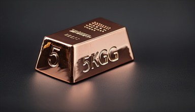 Material, metal, copper, a copper ingot with 5kg, symbolic photo