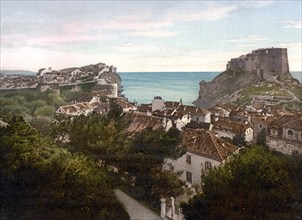 View from the Hotel Imperia in Ragusa, now Dubrovnik, Dalmatia, now Croatia, c. 1890, Historic,