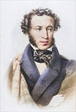 Alexander Sergeyevich Pushkin, born 1799, died 1837, Russian poet, Historical, digitally restored