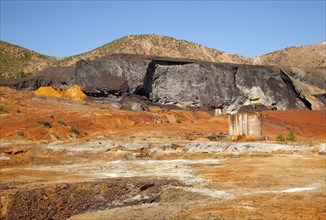 Lunar like despoiled landscape opencast mineral extraction Minas de Riotinto mining area, Huelva