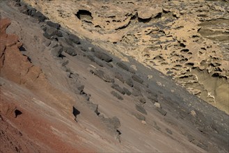 Volcanic rock formations, pattern, El Golfo, Lanzarote, Canary Islands, Spain, Europe