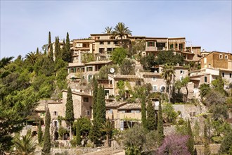 View of the artists' village of Deia, Majorca, Balearic Islands, Spain, Europe