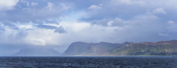 Panorama of Fjord and Mountains from ALESUND, Geirangerfjord, Norway, Europe