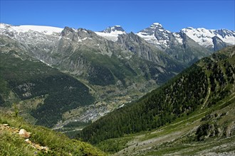 View of the Lötschental, the village of Blatten on the valley floor, Lötschental, Valais,