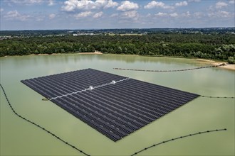 Germany's largest floating solar power plant on the Silbersee III, a quarry pond no longer used for