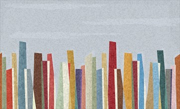 Modern city skyline abstract mosaic background, seamless horizontal repeating pattern