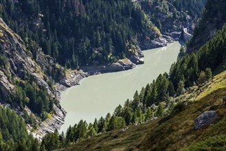 Gibidum reservoir under the Aletsch Glacier in the Massa Gorge, water reservoir, energy, tourism,