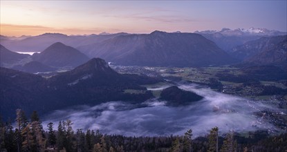 View from Mount Loser to Lake Altaussee, Altaussee, Bad Aussee, Tressenstein, Zinken, Dachstein