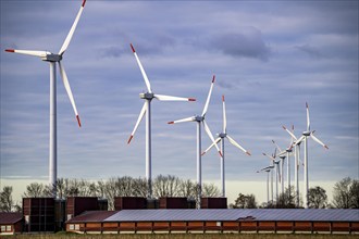 Neurhede wind farm, on the A31 motorway, near the municipality of Rhede, district of Emsland,