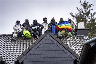 2nd day of the eviction of the Lützerath hamlet, occupied buildings of the former farm, by climate