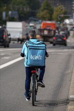 Bicycle delivery service Wolt, for groceries, food from restaurants, Copenhagen, Denmark, Europe