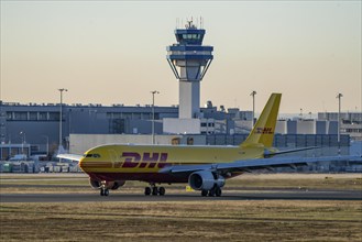 DHL Airbus A330-243F, cargo aircraft landing at Cologne-Bonn Airport, North Rhine-Westphalia,