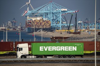 The seaport of Rotterdam, Netherlands, deep-sea harbour Maasvlakte 2, on an artificial land area