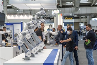 First day at Hannover Messe 2022, industrial trade fair, after a 2-year corona break, exhibition