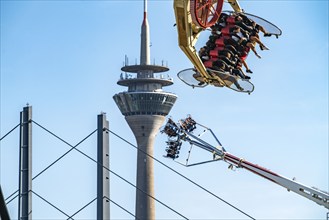 The Rhine Fair in Düsseldorf, in the Rhine meadows in the Oberkassel district, on the Rhine, North