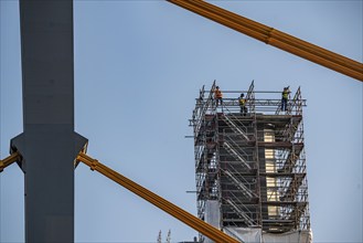 New construction of the motorway bridge Neuenkamp of the A40, over the Rhine near Duisburg,