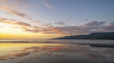 Evening mood, low tide on the beach, Marino Ballena National Park, Puntarenas Province, Osa, Costa