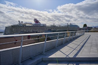 View from the event terrace More og Romsdal Art Centre to cruise ship, Mein Schiff 6, in the