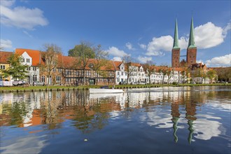 Lübeck Cathedral, Dom zu Lübeck, Lübecker Dom along the river Trave in the Hanseatic town Luebeck,