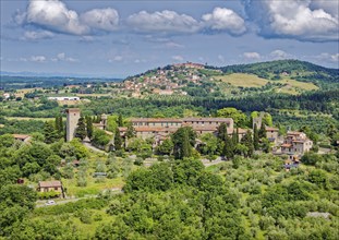 The Umbrian village of Castelfiori, also known as Castel di Fiori, on a hill next to the ruins of