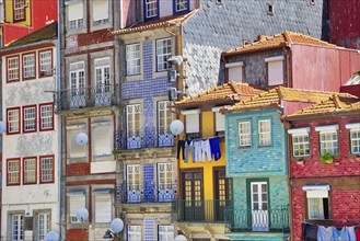 Beautiful and colorful Porto Streets near Rio Douro