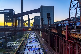 Ice rink at the Zollverein coking plant, Zollverein World Heritage Site, Essen, Germany, Europe