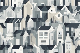 Abstract wallpaper illustration representing luxury real estate lifestyle with geometric shapes, AI