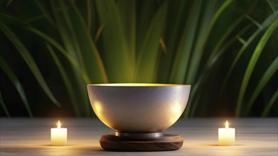 Tibetan singing bowl as Symbolic images for relaxation, AI generated