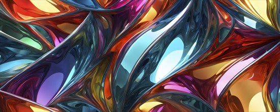 3d rendering of vibrant colored abstract changing glass design in an ornament structure, AI