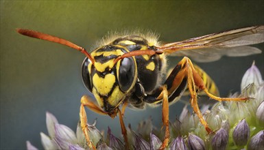 Animals, insect, symbol, close-up of a wasp, Vespula vulgaris, AI-generated, AI generated