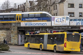 Ruhrbahn transport bus, at Essen-Borbeck S-Bahn station, interface between rail transport,