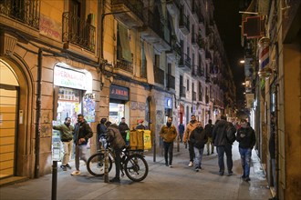 People, evening stroll through the old town, Barcelona, Catalonia, Spain, Europe