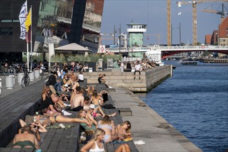 Summer, swimming in the harbour of Copenhagen, there are official bathing places, harbour baths and