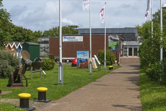 Museum in the North Sea Hall in Unterland, outdoor area with lobster shacks and maritime elements,