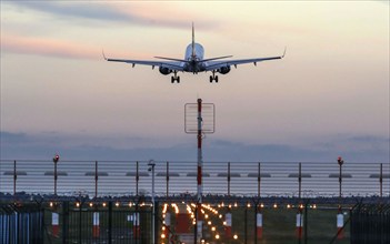 Landing of an aircraft at BER Berlin Brandenburg Airport, Schönefeld, 03/11/2021