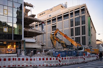 Construction site, demolition after bankruptcy, department stores' chain Galeria Kaufhof Areal,