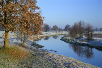 Hunte near Diepholz, river, wintry, river, Diepholz, Lower Saxony, Germany, Europe